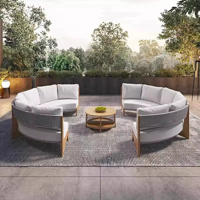 Moon - 6-Person Teak Semi-Circle Sofa & Table