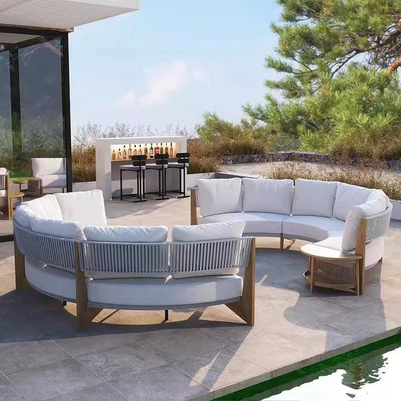 Moon - 6-Person Teak Semi-Circle Sofa & Table