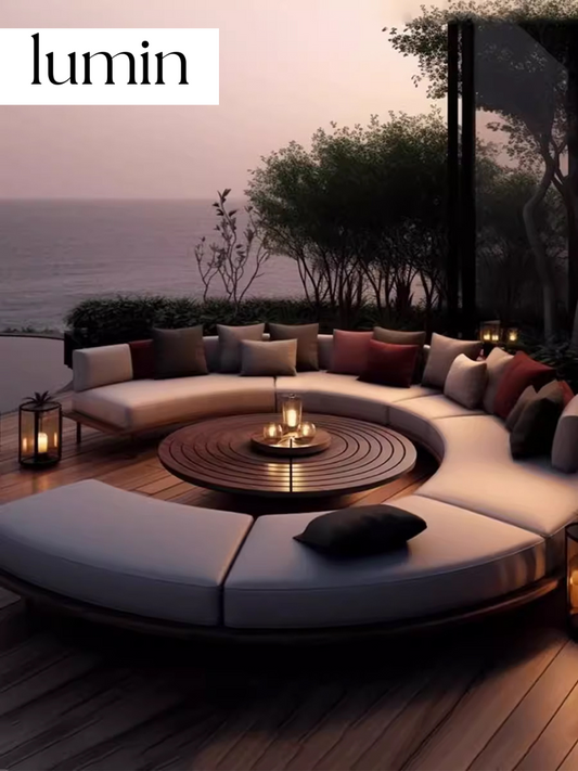 6 - Person Teak Ring-Shape Sofa with Coffee Table