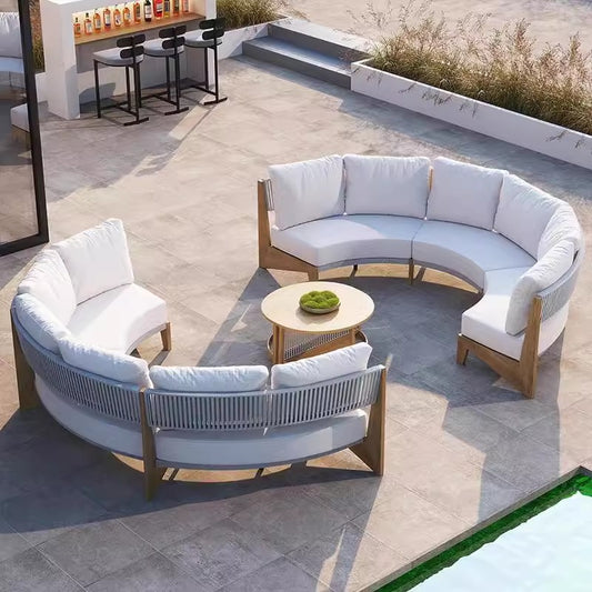 Moon - 6-Person Teak Semi-Circle Sofa & Table